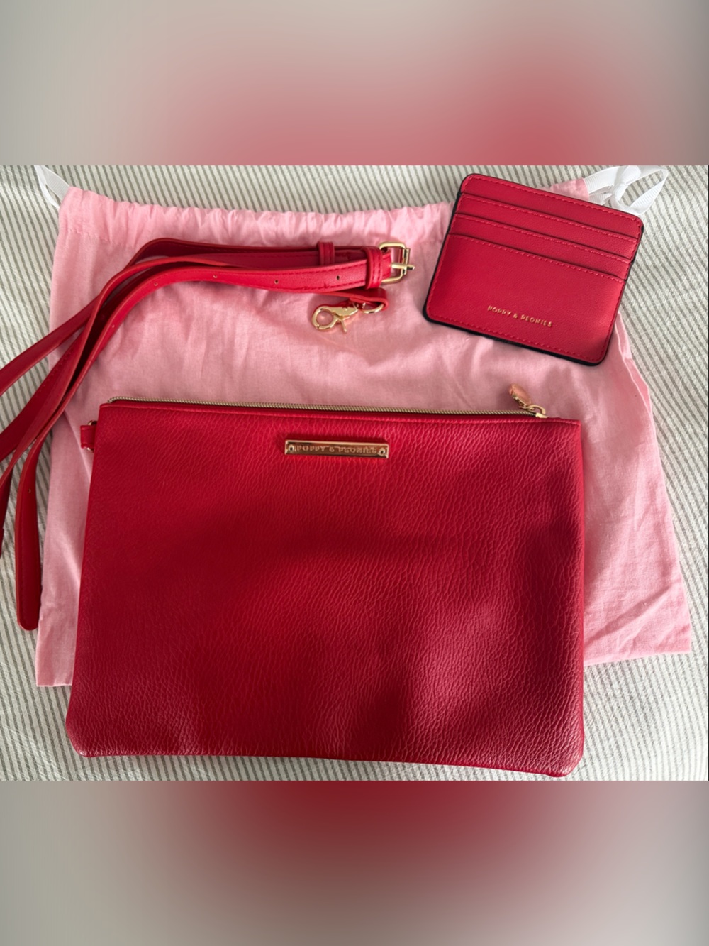 Poppy & Peonies large red clutch and card holder